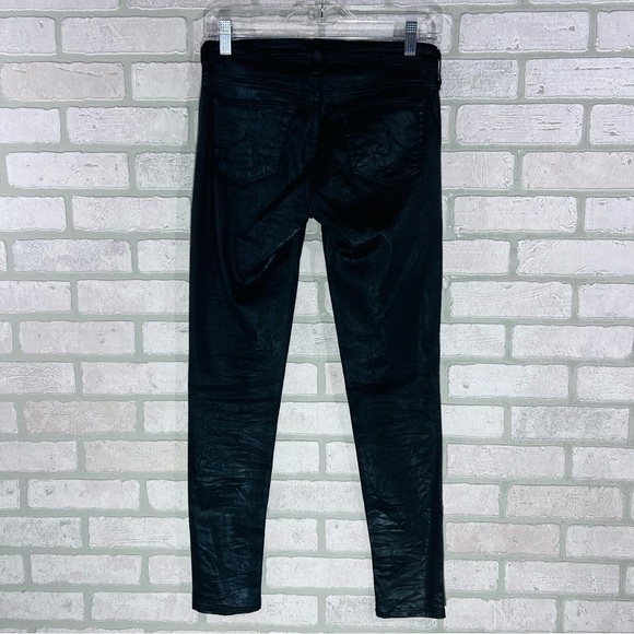 AG  The Legging Ankle Super Skinny Black Faux Leather Jeans Size 25 - Picture 6 of 8